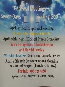 Renewal Meetings at Surrey Valley Baptist Church. April 6th - 13th